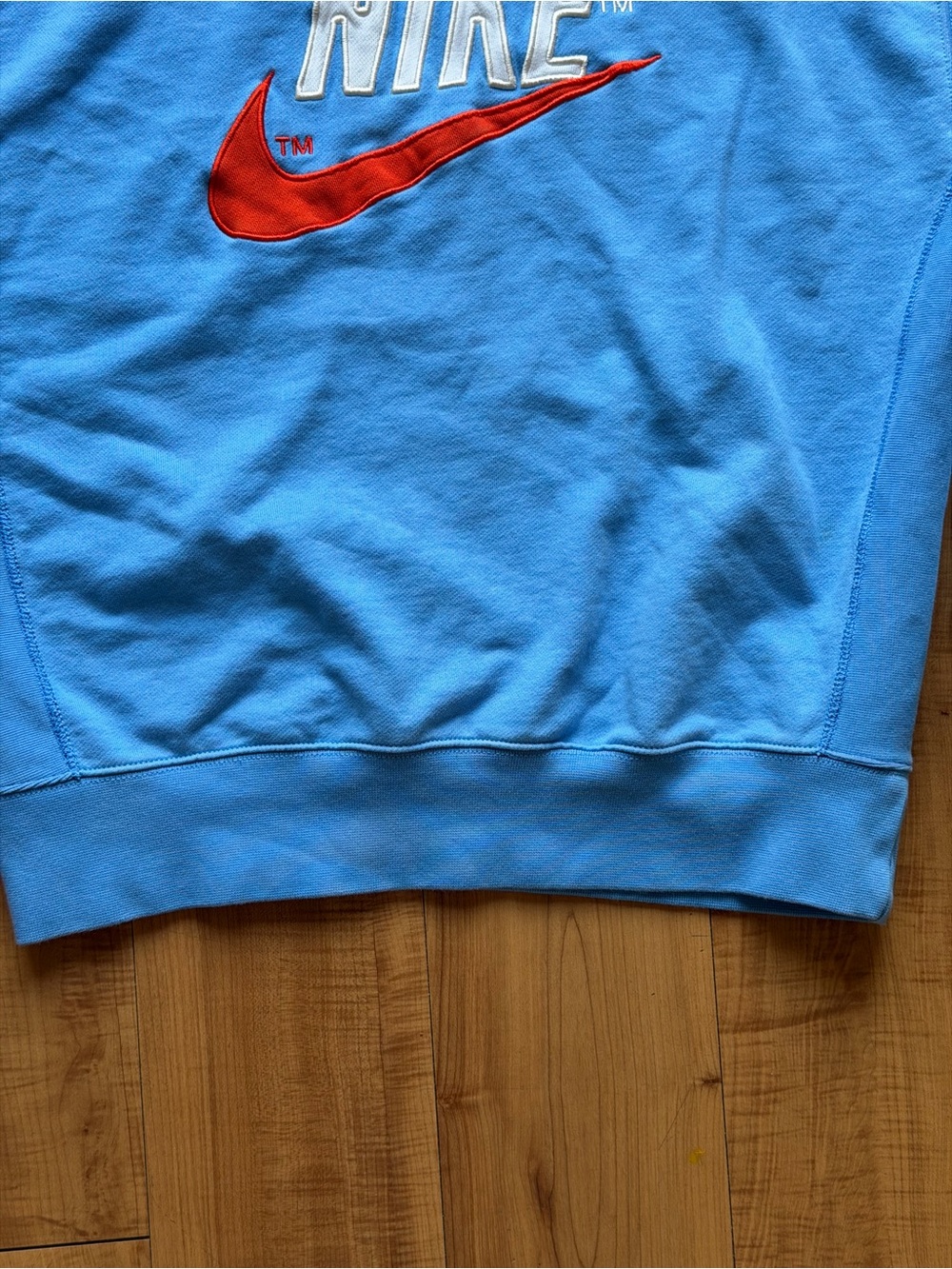 Nike Blue Preppy Crewneck Sportswear French Terry Embroidered Logo Sweatshirt - Picture 7 of 14